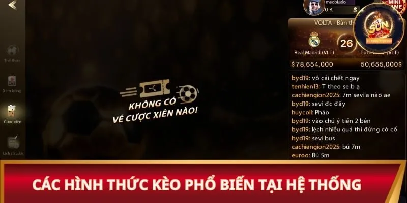 Các hình thức kèo phổ biến tại hệ thống